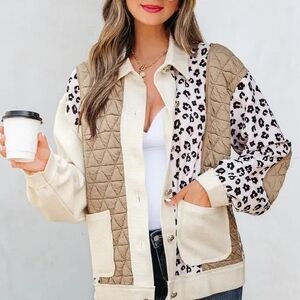 Women's Beige and Cream Quilted Utility Jacket